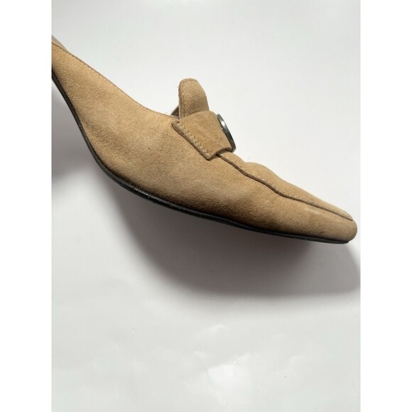 GUCCI Mules Tan Suede Kitten Heels GG Logo Slip On Vintage TOM FORD Era Sz 37 7 - Picture 15 of 16